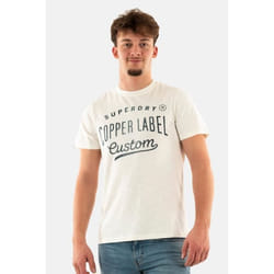 Tee shirt homme SUPERDRY Copper Label Workwear 2BC blanc - 100% coton - manches courtes - col classique