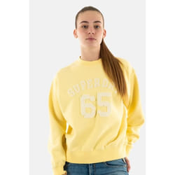 Sweat Femme - SUPERDRY - Applique Athletic Loose QLC - Jaune - Manches longues - Col capuche