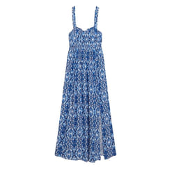Robe Tie Back Viscose Bleu