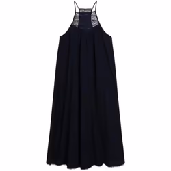 Robe Lace Halter Beach Viscose Noir