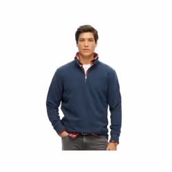 Pull Superdry Henley Homme Bleu