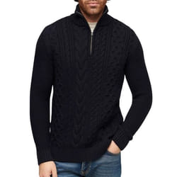 Pull demi zip en tricot Superdry Jacob Cable