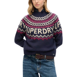 Pull Fairisle Polyester Bleu