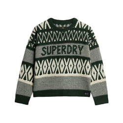 Pull Branded Pattern Laine Vert