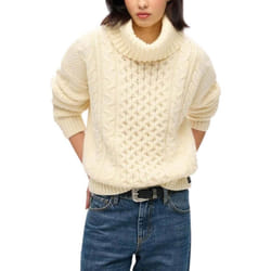 Pull Col Roulé Cable Synthétique Beige