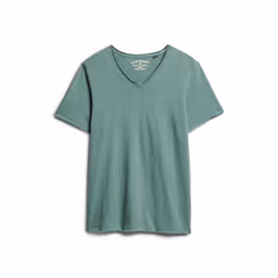 T-Shirt Raw Edge Slub V Coton Vert