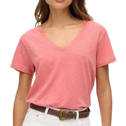 T-shirt à col en V brodée femme Superdry Slub