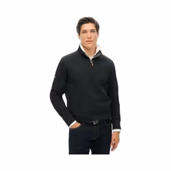 Pull  Core Pique Henley Coton Noir