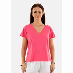 T-shirt à col en V brodée femme Superdry Slub