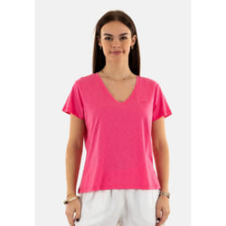 T-shirt à col en V brodée femme Superdry Slub