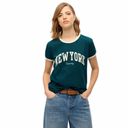 T-Shirt Ath Ess Ringer Fitted Coton Vert