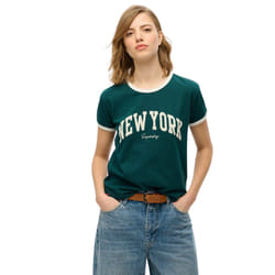 T-Shirt Ath Ess Ringer Fitted Coton Vert