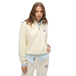 Sweatshirt Athletic Collared Coton Beige