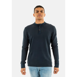 T-Shirt Lw Textured Grandad Coton Bleu
