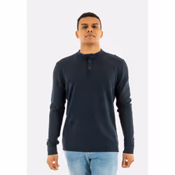 T-Shirt Lw Textured Grandad Coton Bleu