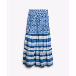 Jupe Longue Printed Viscose Bleu