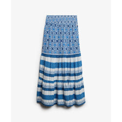 Jupe Longue Printed Viscose Bleu