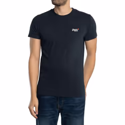 T-Shirt Essential Contrast Emb Coton Bleu