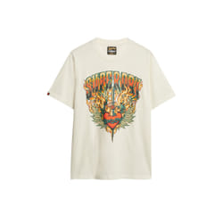 T-Shirt Biker Rock Loose Coton Blanc