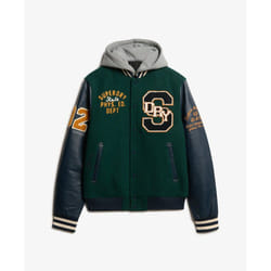 Blouson College Patched Polyester Vert