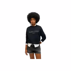 Sweat Superdry Varsity Loose Femme Noir