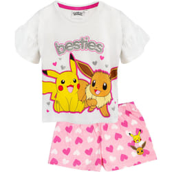 Pokemon - Ensemble de pyjama court BESTIES - Fille (Blanc / Rose / Jaune)