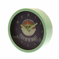 Star Wars: The Mandalorian - Horloge de bureau analogique CUTEST IN THE GALAXY (Vert / Noir)