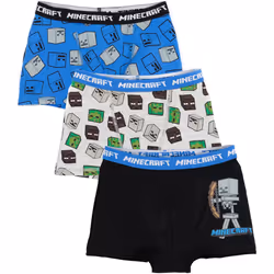 Minecraft - Ensemble Boxers - Garçon (Gris / Bleu / Noir)