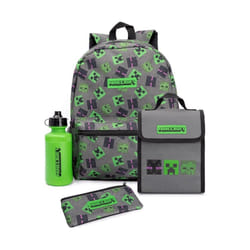Minecraft - Ensemble Sac à déjeuner et sac à dos (Gris / Vert / Noir)
