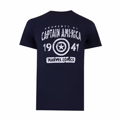 Marvel - T-shirt PROPERTY OF CAPTAIN AMERICA - Homme (Bleu marine / Blanc)