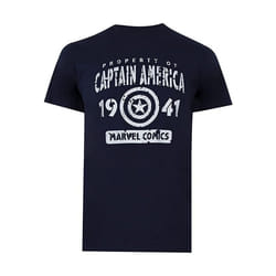 Marvel - T-shirt PROPERTY OF CAPTAIN AMERICA - Homme (Bleu marine / Blanc)