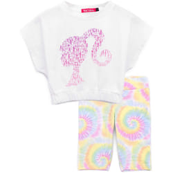 Barbie - Ensemble haut et short - Fille (Blanc / Rose)