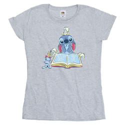 Disney - T-shirt READING READING A BOOK - Femme (Gris chiné)