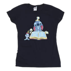Disney - T-shirt READING READING A BOOK - Femme (Bleu marine)