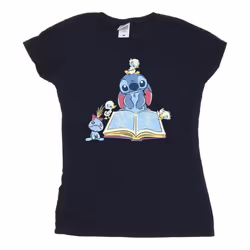 Disney - T-shirt READING READING A BOOK - Femme (Bleu marine)