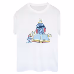 Disney - T-shirt READING READING A BOOK - Femme (Blanc)