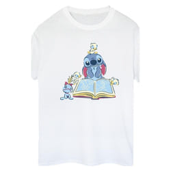 Disney - T-shirt READING READING A BOOK - Femme (Blanc)
