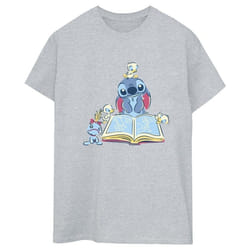 Disney - T-shirt READING READING A BOOK - Femme (Gris chiné)