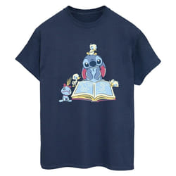 Disney - T-shirt READING READING A BOOK - Femme (Bleu marine)