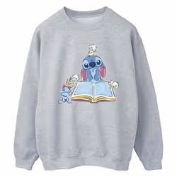 Disney - Sweat READING READING A BOOK - Femme (Gris chiné)