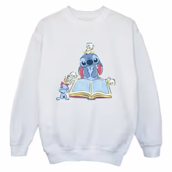 Disney - Sweat READING READING A BOOK - Garçon (Blanc)