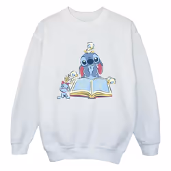 Disney - Sweat READING READING A BOOK - Fille (Blanc)