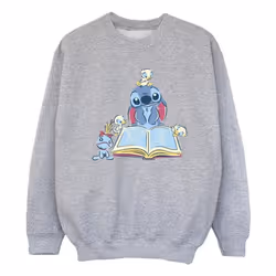 Disney - Sweat READING READING A BOOK - Fille (Gris chiné)