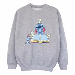 Disney - Sweat READING READING A BOOK - Fille (Gris chiné)