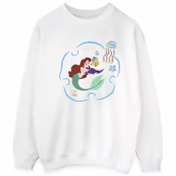 Disney - Sweat THE LITTLE MERMAID READING A BOOK - Homme (Blanc)