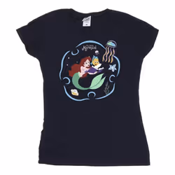 Disney - T-shirt THE LITTLE MERMAID READING A BOOK - Femme (Bleu marine)