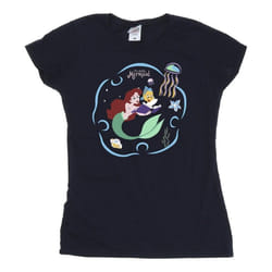 Disney - T-shirt THE LITTLE MERMAID READING A BOOK - Femme (Bleu marine)