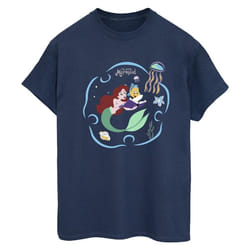 Disney - T-shirt THE LITTLE MERMAID READING A BOOK - Femme (Bleu marine)