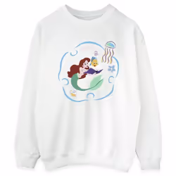 Disney - Sweat THE LITTLE MERMAID READING A BOOK - Femme (Blanc)