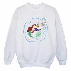 Disney - Sweat THE LITTLE MERMAID READING A BOOK - Garçon (Blanc)